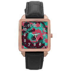 Abstract Art Rose Gold Leather Watch  by ValentinaDesign