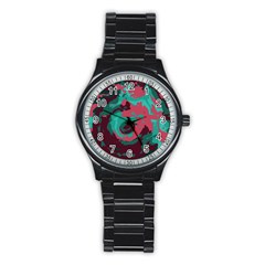 Abstract Art Stainless Steel Round Watch by ValentinaDesign