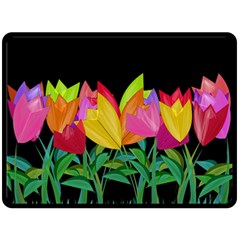 Tulips Fleece Blanket (large)  by ValentinaDesign