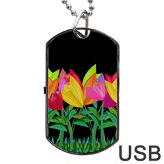 Tulips Dog Tag Usb Flash (one Side) by ValentinaDesign