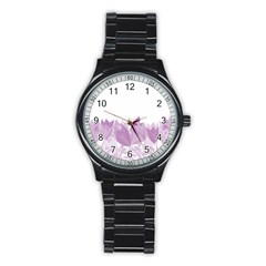 Tulips Stainless Steel Round Watch by ValentinaDesign