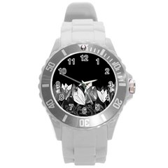 Tulips Round Plastic Sport Watch (l) by ValentinaDesign