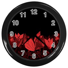 Tulips Wall Clocks (black) by ValentinaDesign