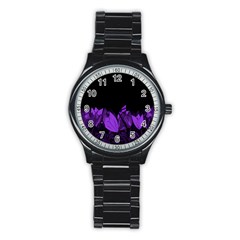 Tulips Stainless Steel Round Watch by ValentinaDesign