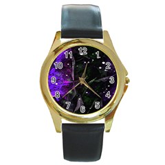 Abstract Design Round Gold Metal Watch by ValentinaDesign