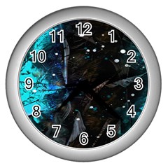 Abstract Design Wall Clocks (silver)  by ValentinaDesign