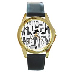 Abstract Art Round Gold Metal Watch by ValentinaDesign