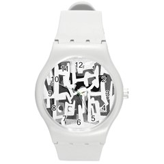 Abstract Art Round Plastic Sport Watch (m) by ValentinaDesign