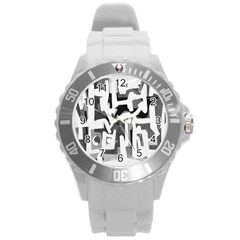 Abstract Art Round Plastic Sport Watch (l) by ValentinaDesign