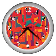 Abstract Art Wall Clocks (silver)  by ValentinaDesign