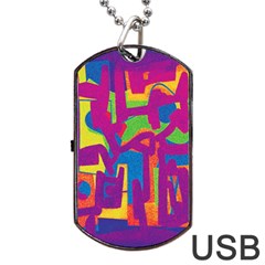 Abstract Art Dog Tag Usb Flash (one Side) by ValentinaDesign