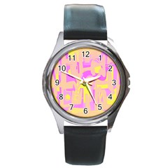 Abstract Art Round Metal Watch by ValentinaDesign