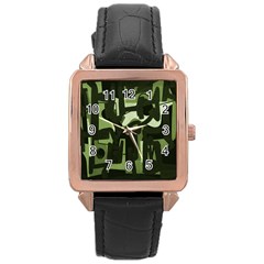 Abstract Art Rose Gold Leather Watch  by ValentinaDesign