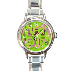 Abstract Art Round Italian Charm Watch by ValentinaDesign