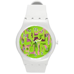 Abstract Art Round Plastic Sport Watch (m) by ValentinaDesign