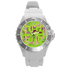 Abstract Art Round Plastic Sport Watch (l) by ValentinaDesign