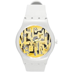 Abstract Art Round Plastic Sport Watch (m) by ValentinaDesign