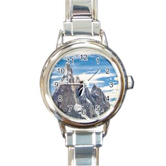 Cerro Torre Parque Nacional Los Glaciares  Argentina Round Italian Charm Watch by dflcprints