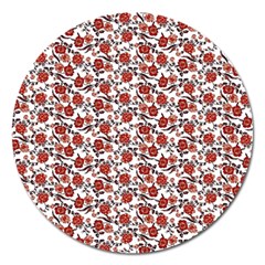 Roses Pattern Magnet 5  (round) by Valentinaart