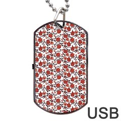 Roses Pattern Dog Tag Usb Flash (two Sides) by Valentinaart