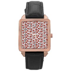 Roses Pattern Rose Gold Leather Watch  by Valentinaart