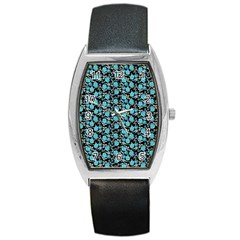 Roses pattern Barrel Style Metal Watch