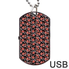 Roses Pattern Dog Tag Usb Flash (two Sides) by Valentinaart