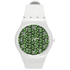 Roses pattern Round Plastic Sport Watch (M)