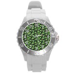 Roses pattern Round Plastic Sport Watch (L) Front