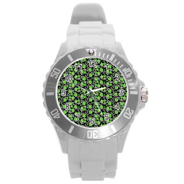 Roses pattern Round Plastic Sport Watch (L)