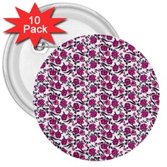 Roses Pattern 3  Buttons (10 Pack)  by Valentinaart