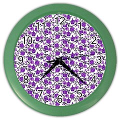 Roses Pattern Color Wall Clocks by Valentinaart