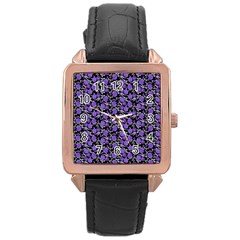 Roses Pattern Rose Gold Leather Watch 