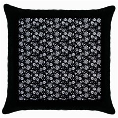 Roses Pattern Throw Pillow Case (black) by Valentinaart