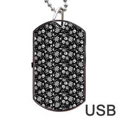 Roses Pattern Dog Tag Usb Flash (one Side) by Valentinaart