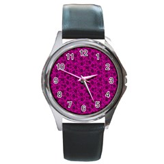 Roses Pattern Round Metal Watch by Valentinaart