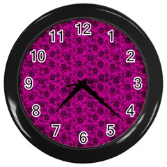 Roses Pattern Wall Clocks (black) by Valentinaart