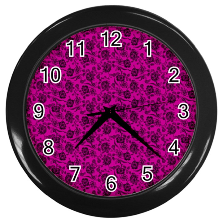 Roses pattern Wall Clocks (Black)