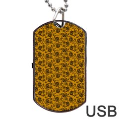 Roses Pattern Dog Tag Usb Flash (one Side) by Valentinaart