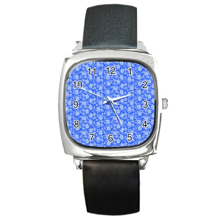 Roses pattern Square Metal Watch