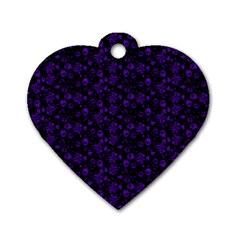 Roses Pattern Dog Tag Heart (one Side) by Valentinaart