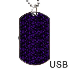 Roses Pattern Dog Tag Usb Flash (one Side) by Valentinaart