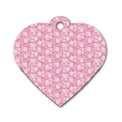 Roses Pattern Dog Tag Heart (one Side)