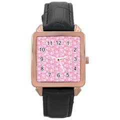 Roses Pattern Rose Gold Leather Watch  by Valentinaart