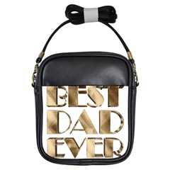 Best Dad Ever Gold Look Elegant Typography Girls Sling Bags by yoursparklingshop