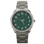 Roses pattern Sport Metal Watch Front