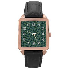 Roses pattern Rose Gold Leather Watch 