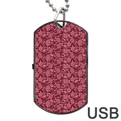 Roses Pattern Dog Tag Usb Flash (one Side) by Valentinaart