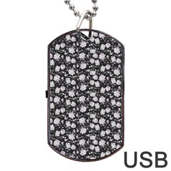 Roses Pattern Dog Tag Usb Flash (two Sides) by Valentinaart