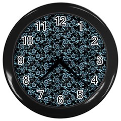 Roses Pattern Wall Clocks (black) by Valentinaart